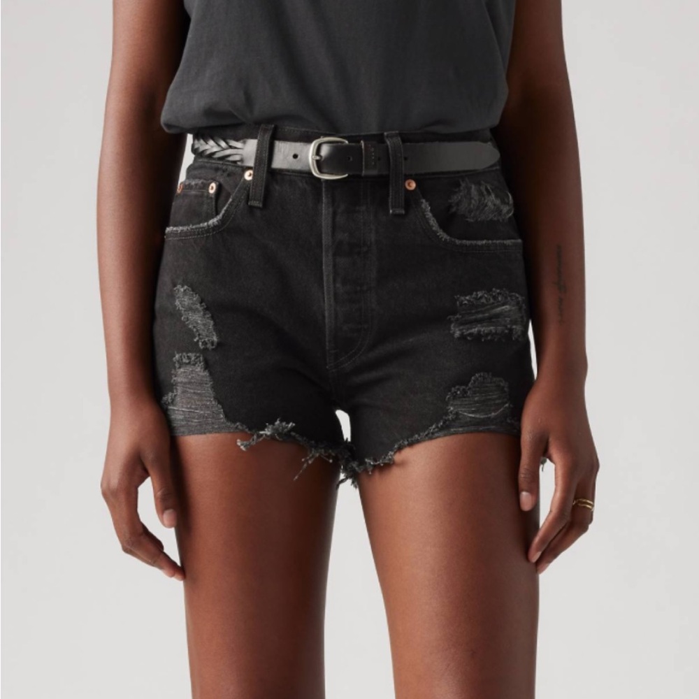 Levi's Black 501 Distressed Jean Shorts